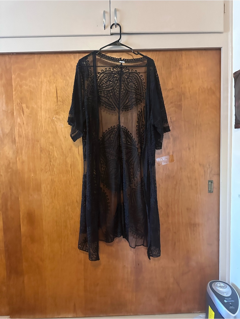 Sheer Black Lace Kimono